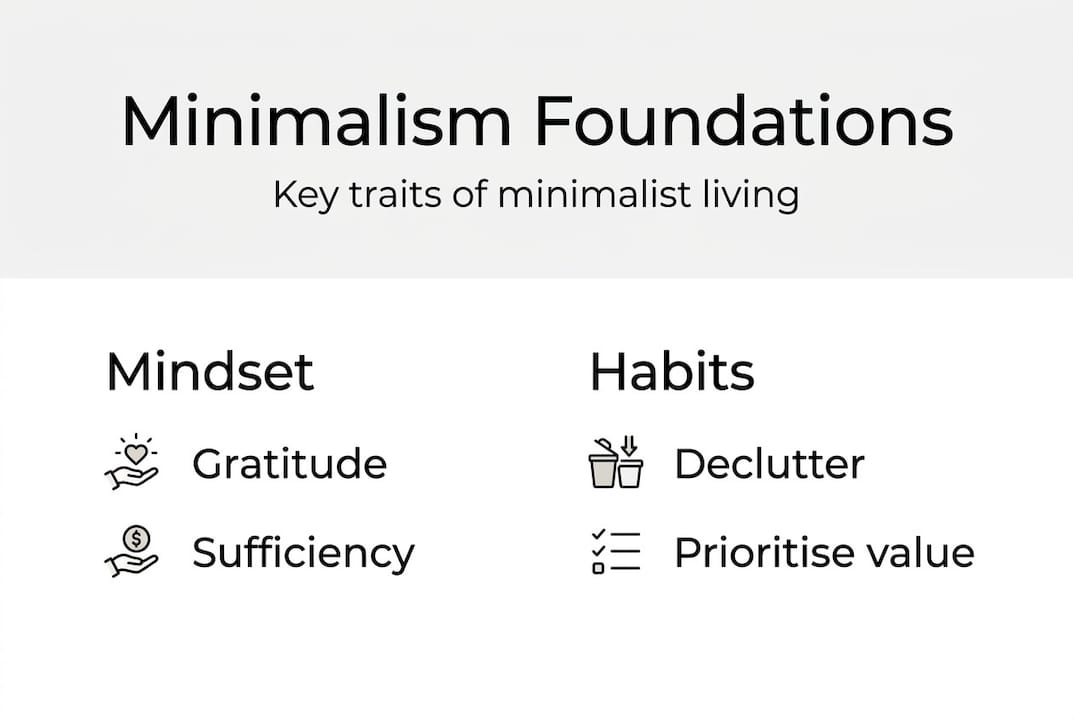 Infographic showing minimalist lifestyle foundations