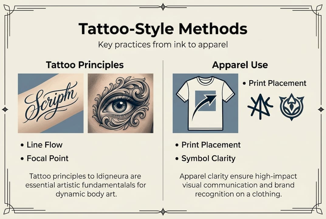 Infographic comparing tattoo and apparel methods