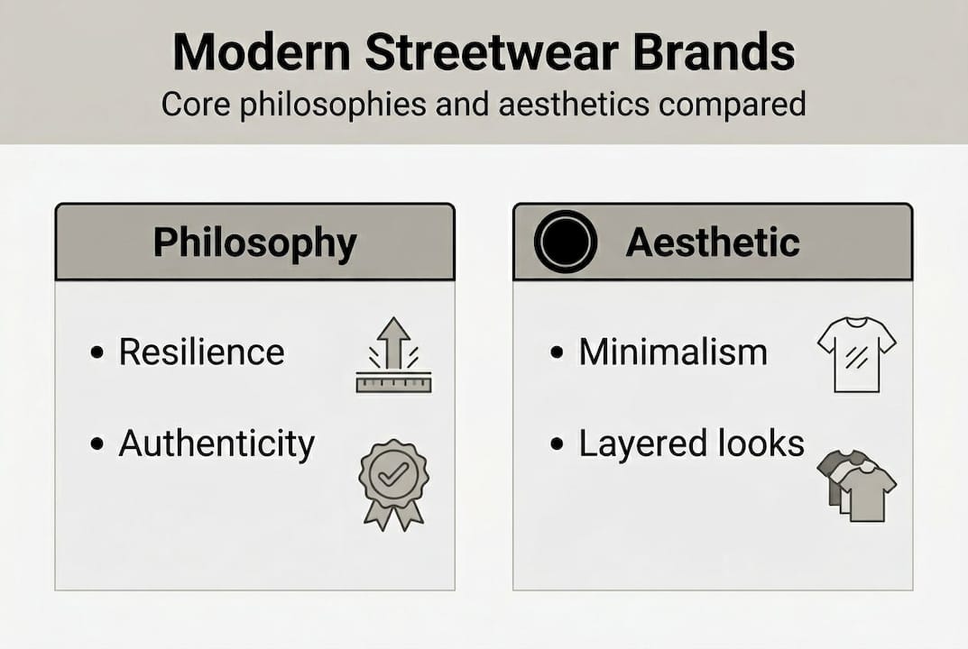Infographic comparing streetwear brands by values and style