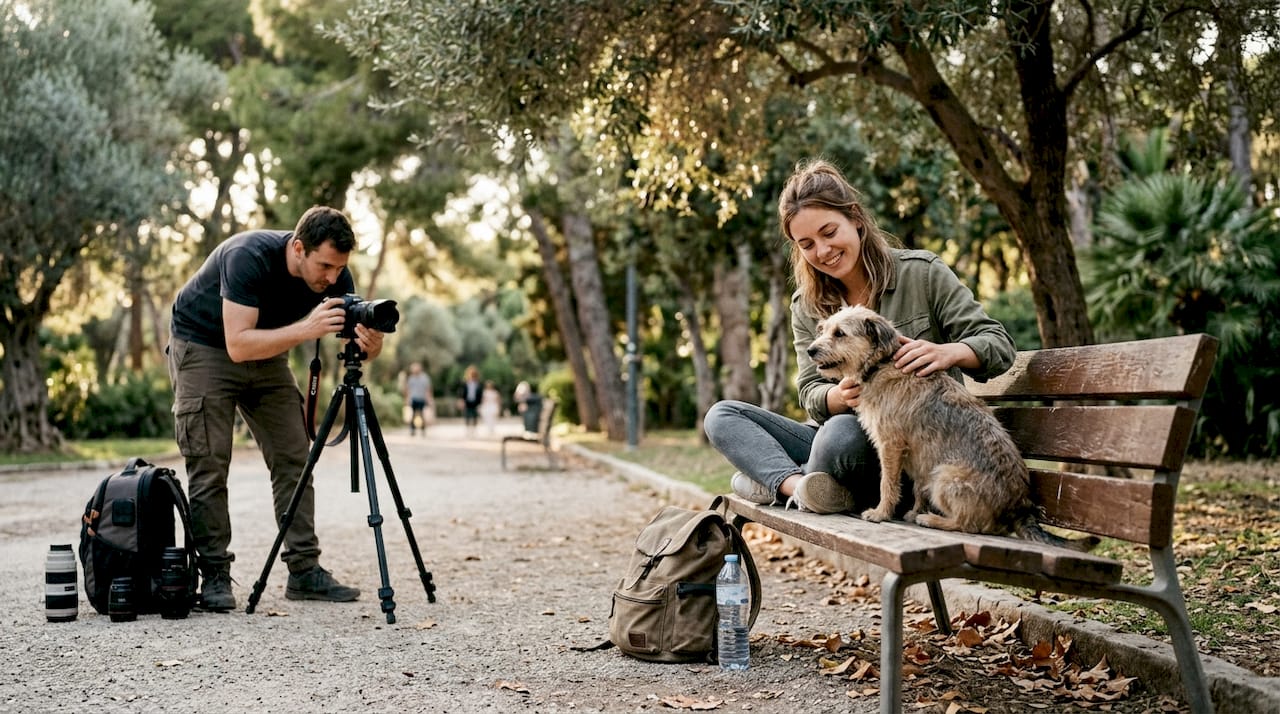 Custom portraits in a park in Palma, designed to capture your essence in a natural setting