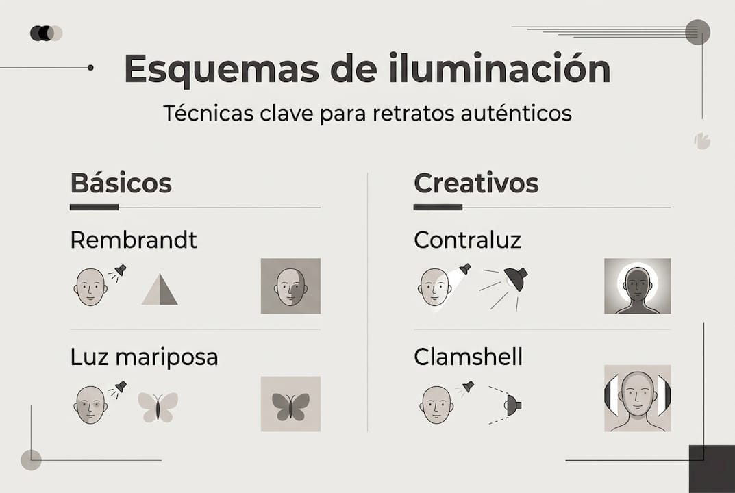 Guía visual sobre los principales esquemas de iluminación en fotografía de retrato