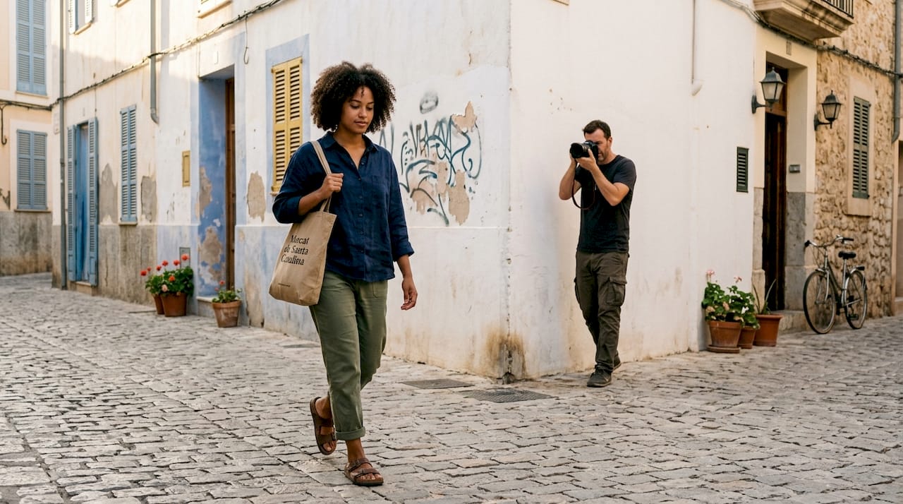 Momentaufnahme, die spontan in einer Straße von Palma de Mallorca eingefangen wurde