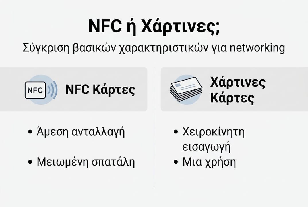 Γραφικό με αναλυτική σύγκριση μεταξύ NFC και παραδοσιακών χάρτινων καρτών