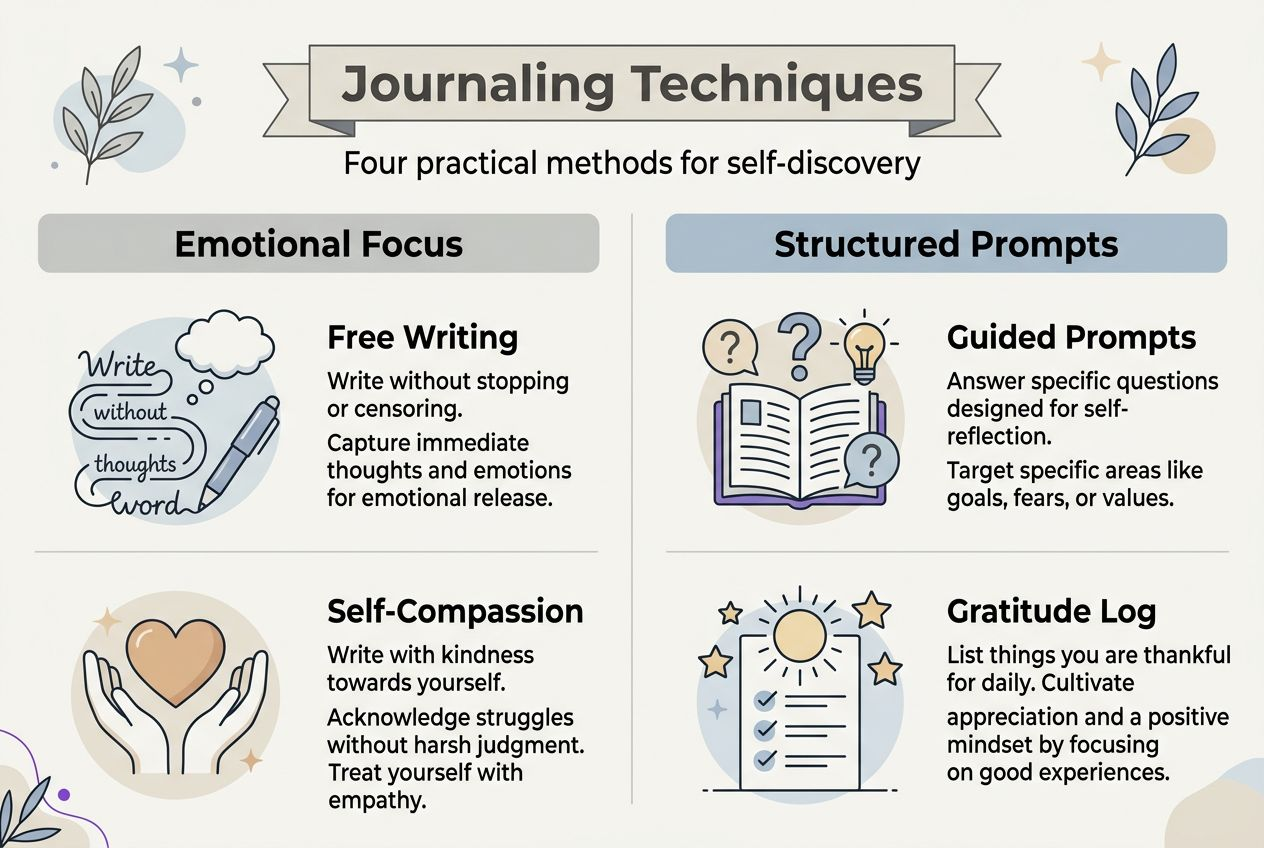 Infographic of four guided journaling techniques