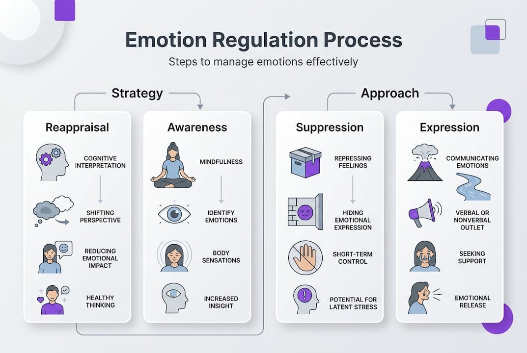 Infographic on emotion regulation process steps