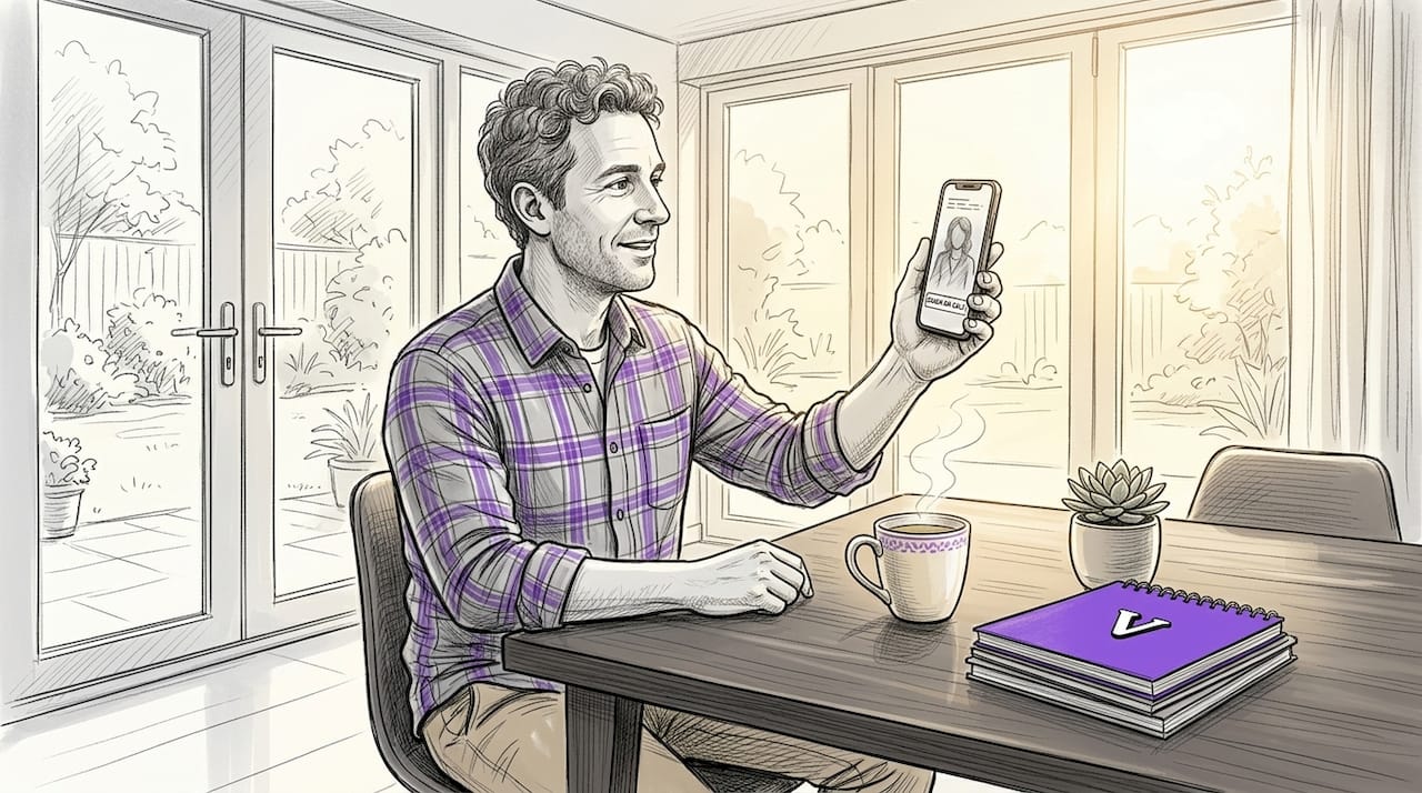 Man video calls mental health support on app