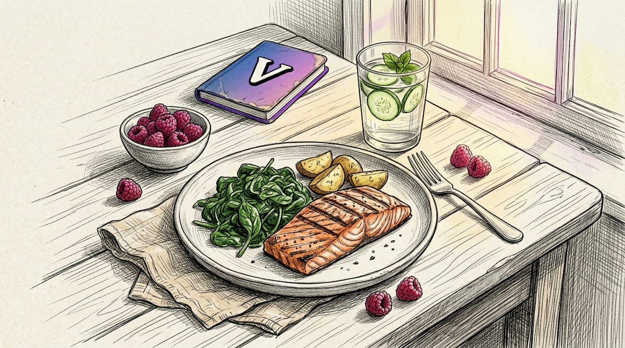 Healthy brain food on rustic kitchen table
