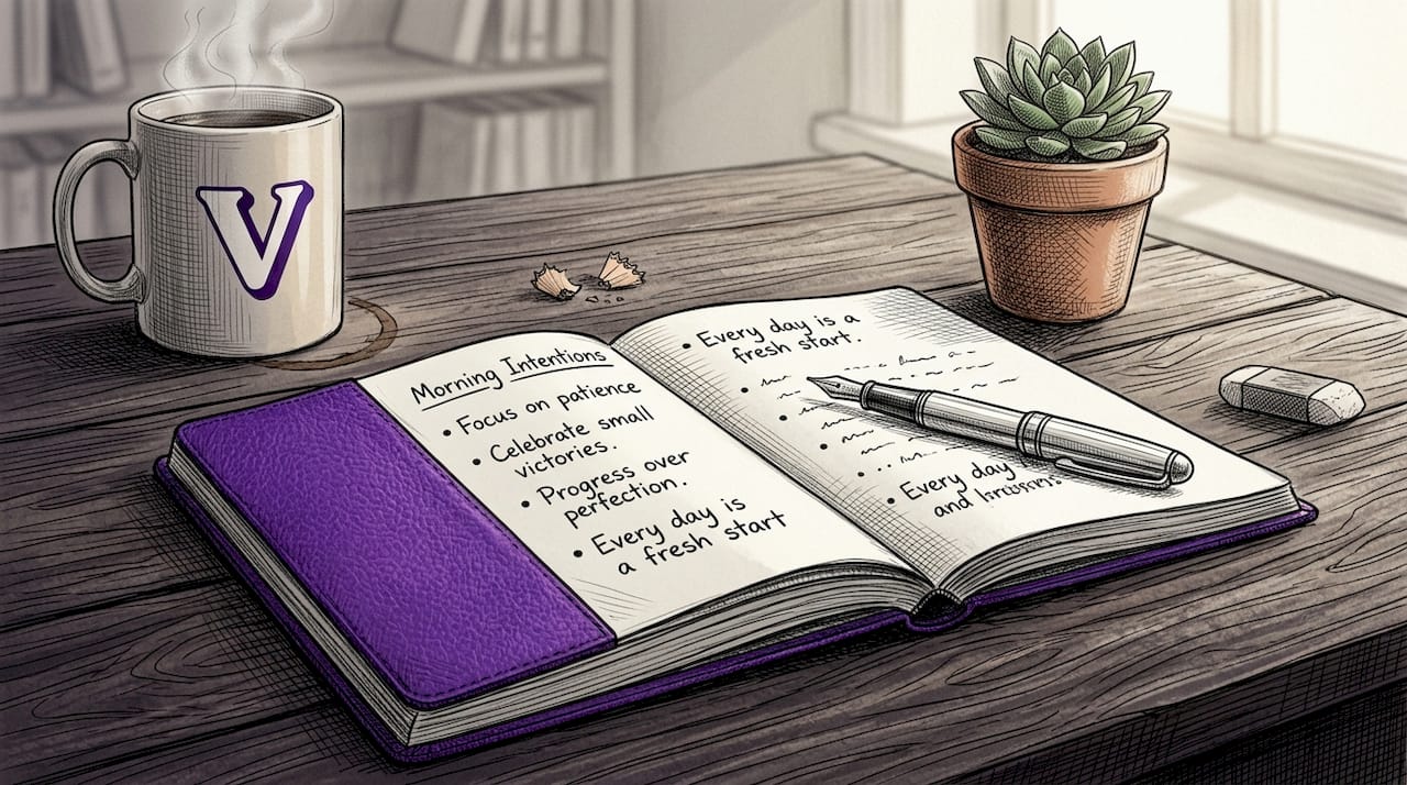 Close-up of positive psychology journal entry