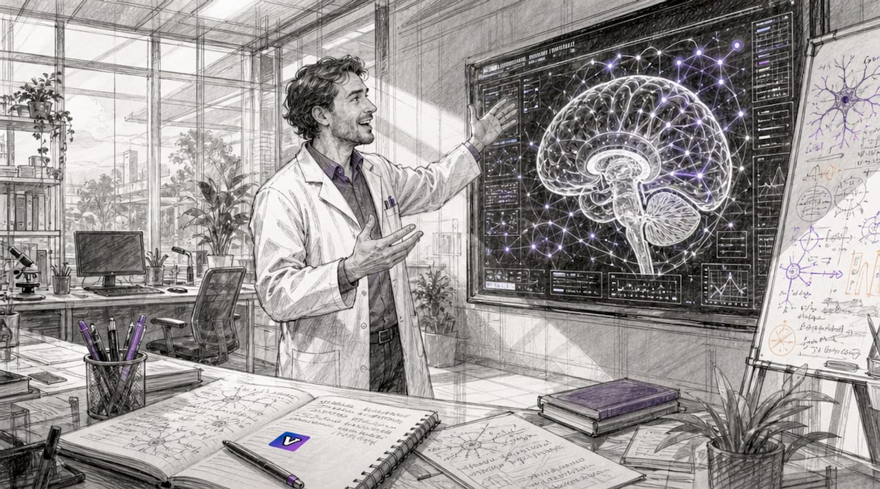 Neuroscientist analyzing brain activity screen