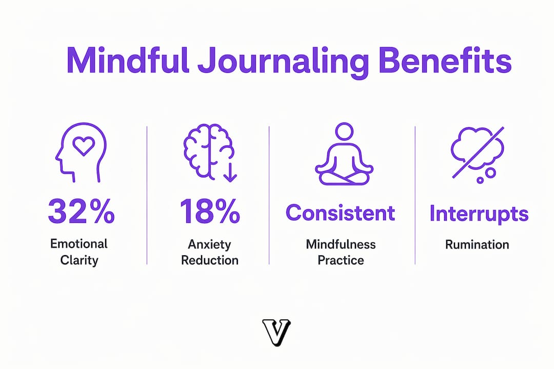 Infographic with mindful journaling benefits
