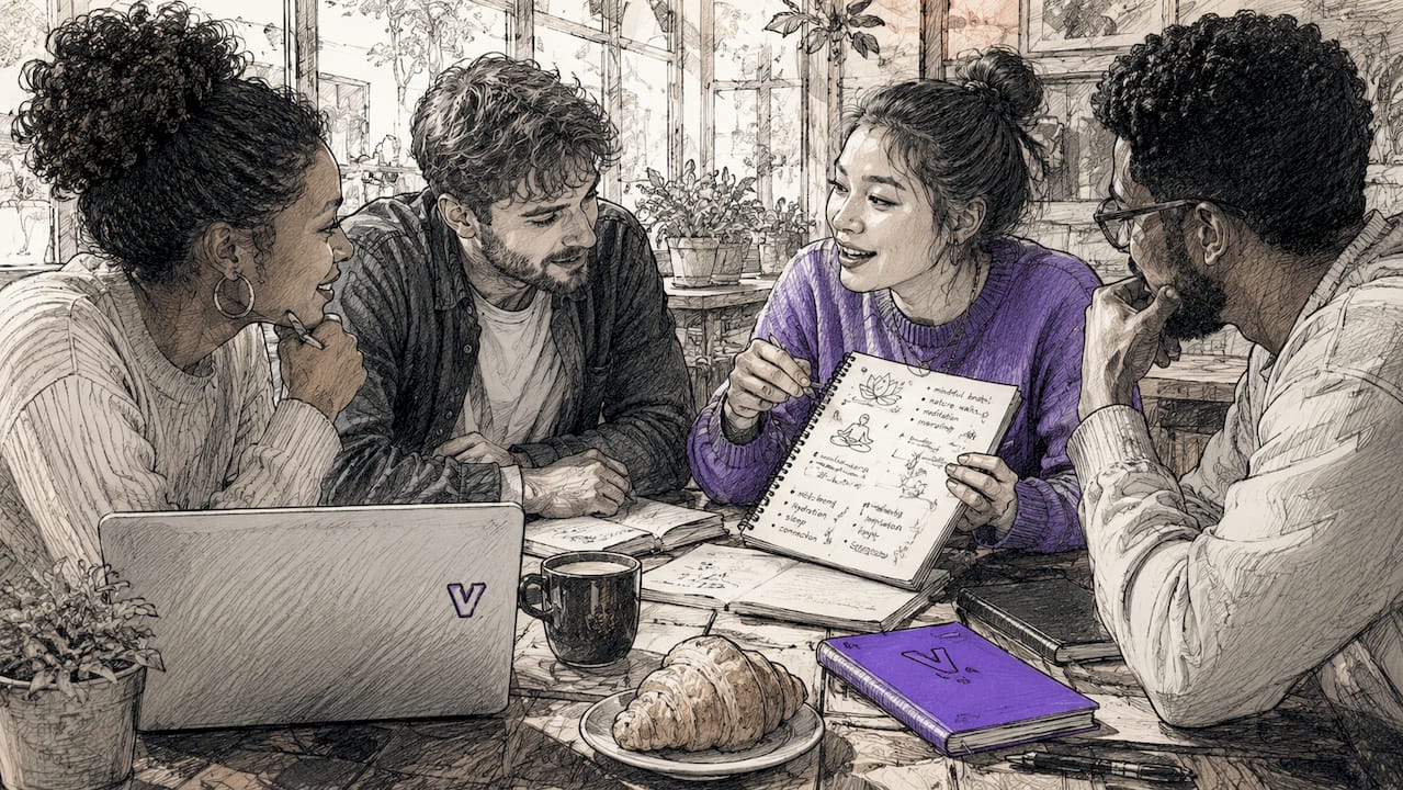 Team discussing positive psychology principles