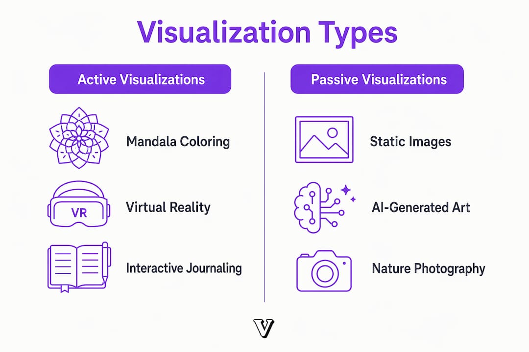 Infographic comparing active and passive visualization types
