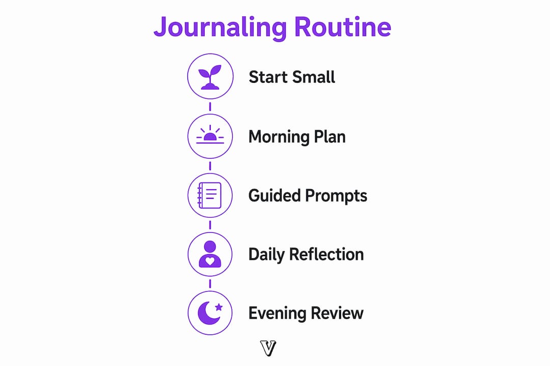 Infographic showing productivity journaling steps