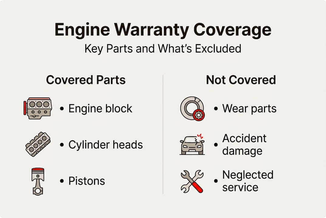 Infographic with covered and excluded engine parts