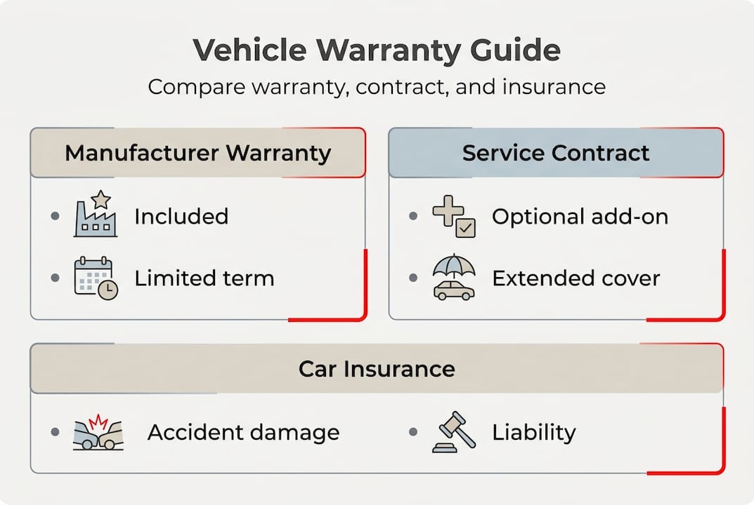 Infographic comparing warranty types for cars