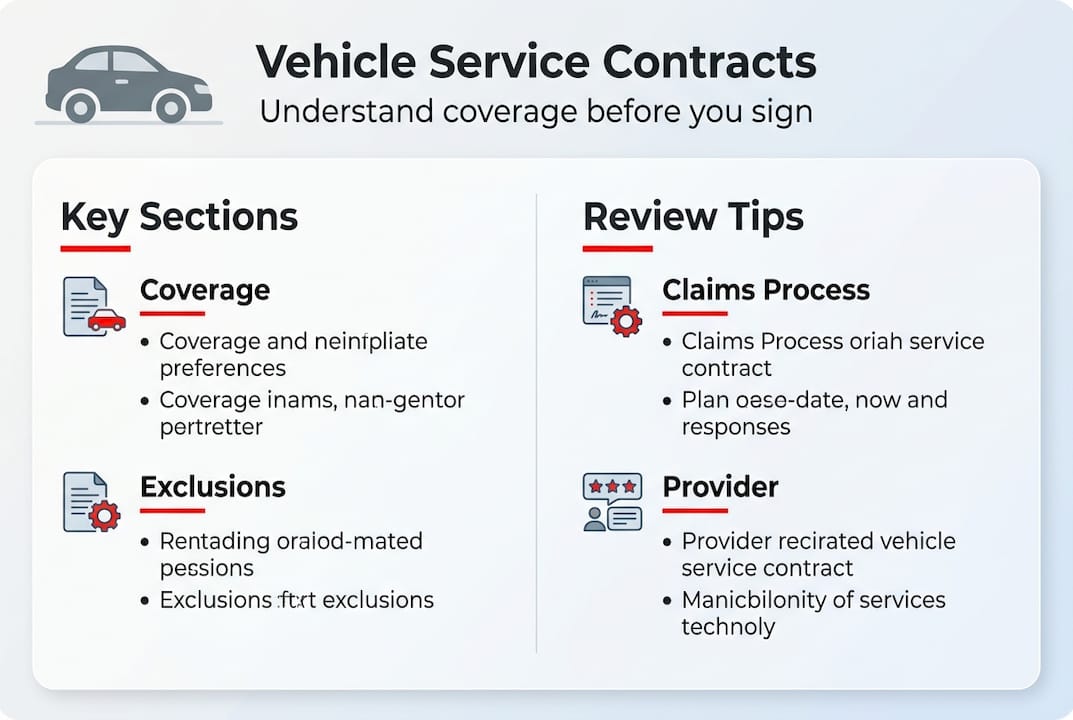 Infographic showing vehicle service contract key points