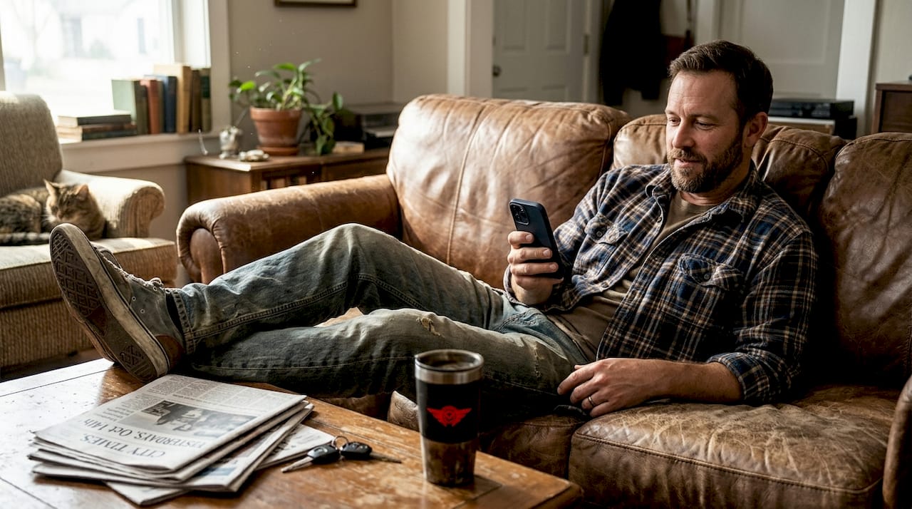 Man explores warranty options on phone