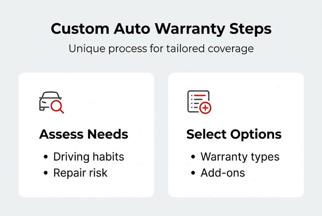 Infographic outlining auto warranty customization steps