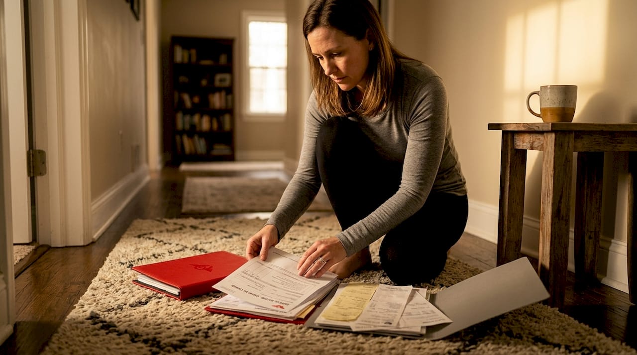 Searching for car service receipts at home