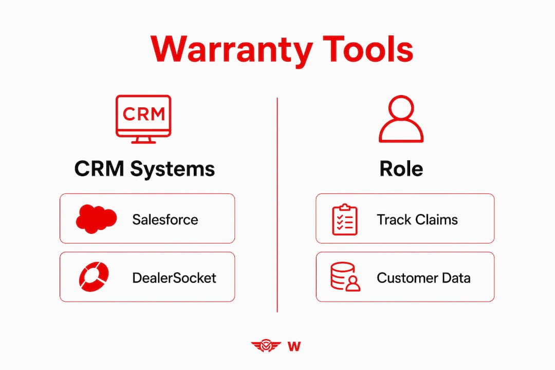 Infographic illustrating warranty tools and their roles