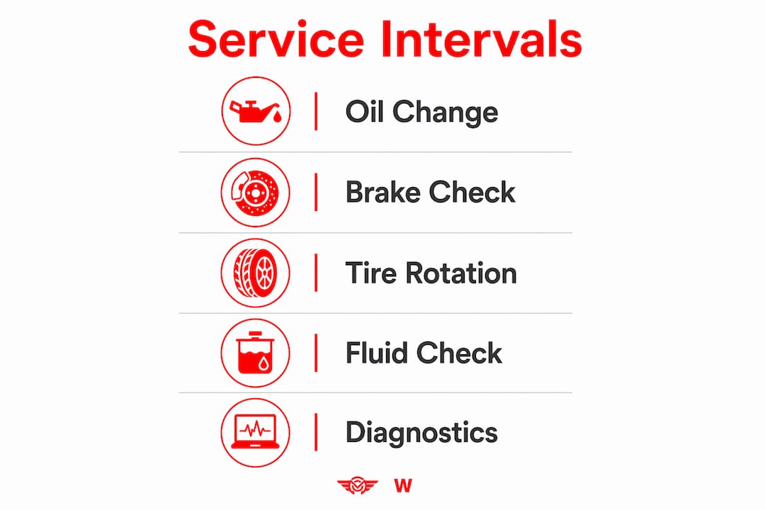Infographic showing recommended vehicle service intervals