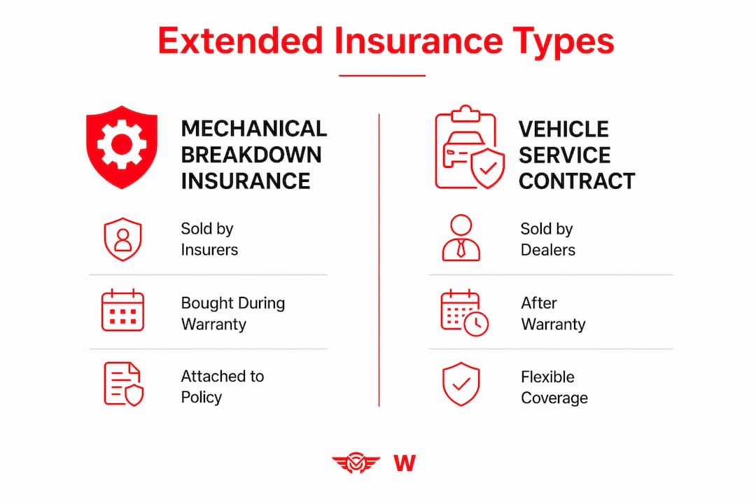 Infographic comparing mechanical breakdown insurance and vehicle service contracts