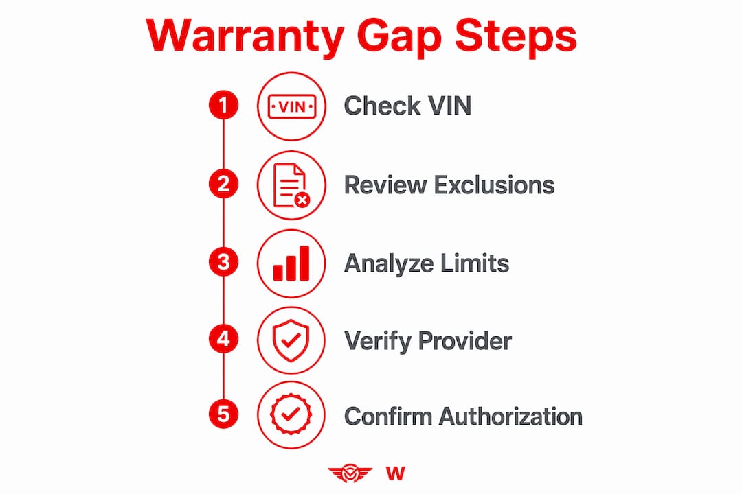 Infographic showing warranty gap identification steps