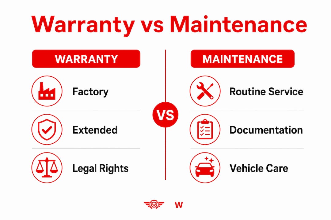Infographic comparing warranty and maintenance