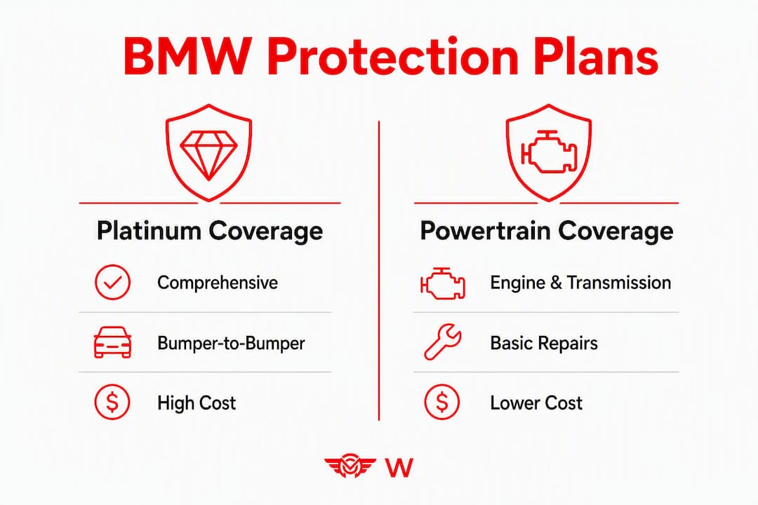 Infographic comparing BMW protection plan types