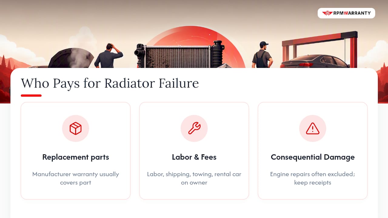 Radiator warranty payment categories comparison