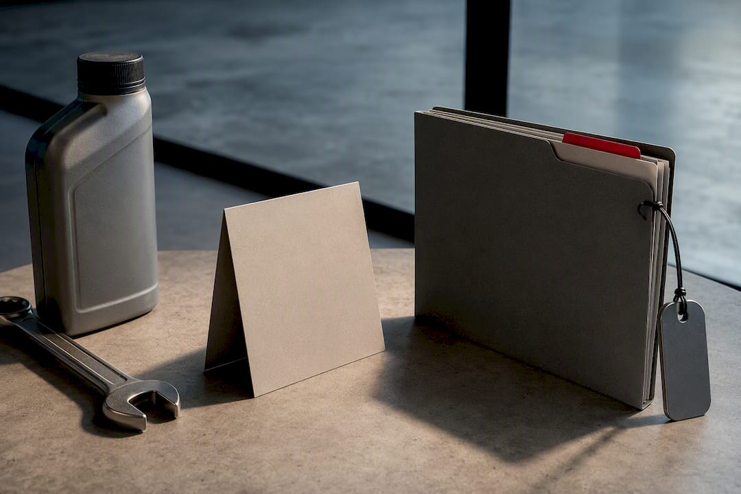 Maintenance service records organized for warranty claim