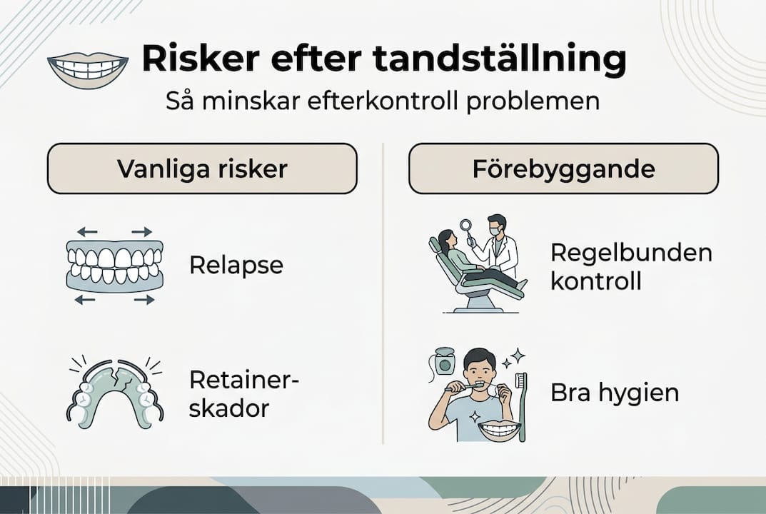 Infografik: Vad du bör tänka på vid uppföljning av tandställning – risker och fallgropar att vara medveten om