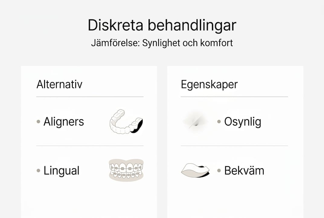Illustration som visar olika diskreta sätt att korrigera tänder