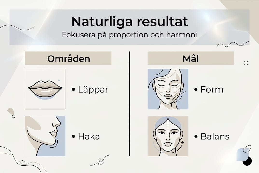 Illustration som visar olika användningsområden och effekter av fillers
