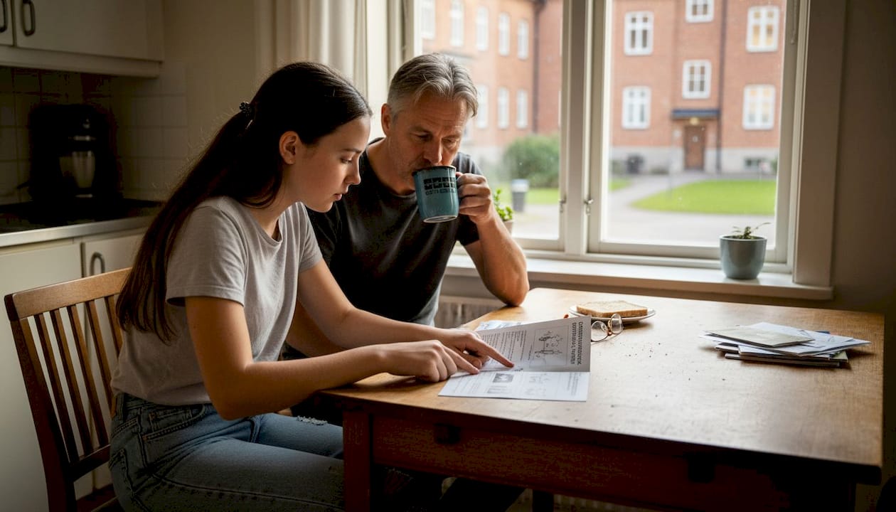 Tonåring pratar med familjen om vilken typ av tandställning som passar bäst