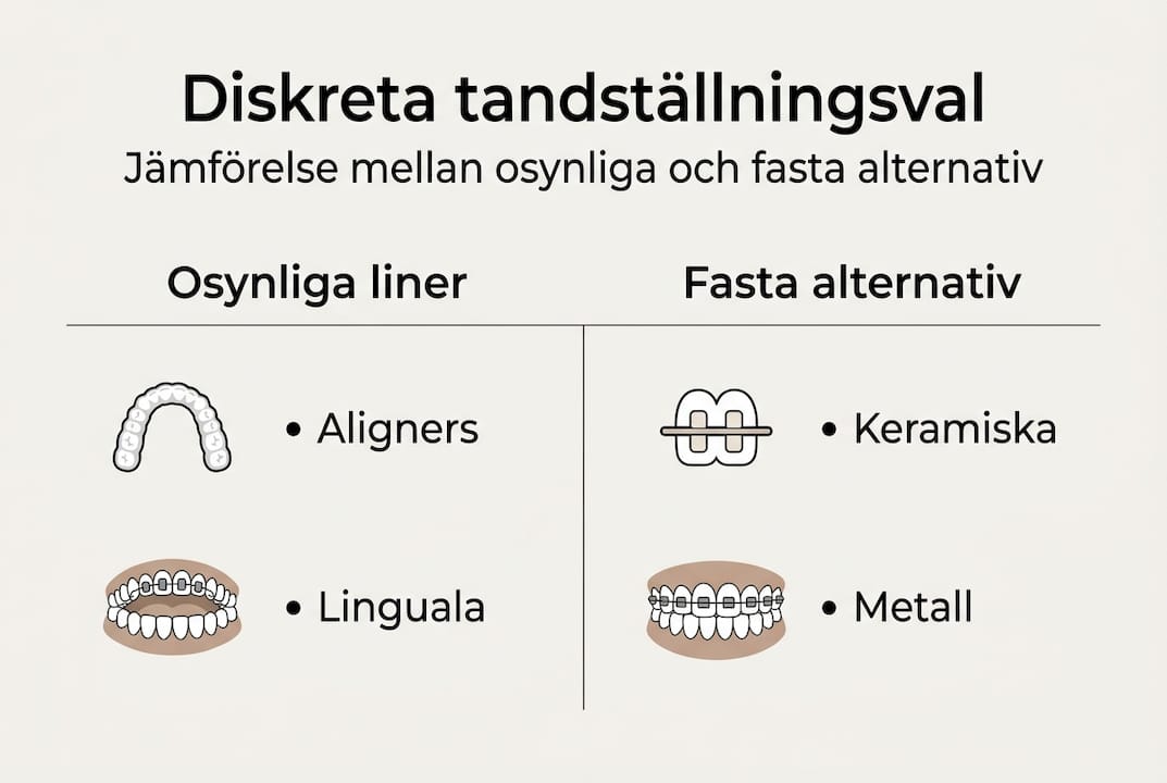 Infografik: Jämförelse av diskreta tandregleringsalternativ