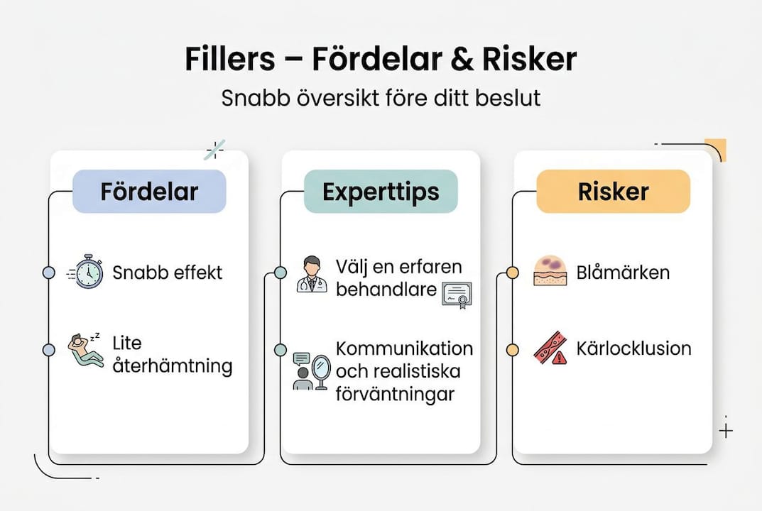 Grafisk översikt: detta bör du veta om för- och nackdelar med fillers