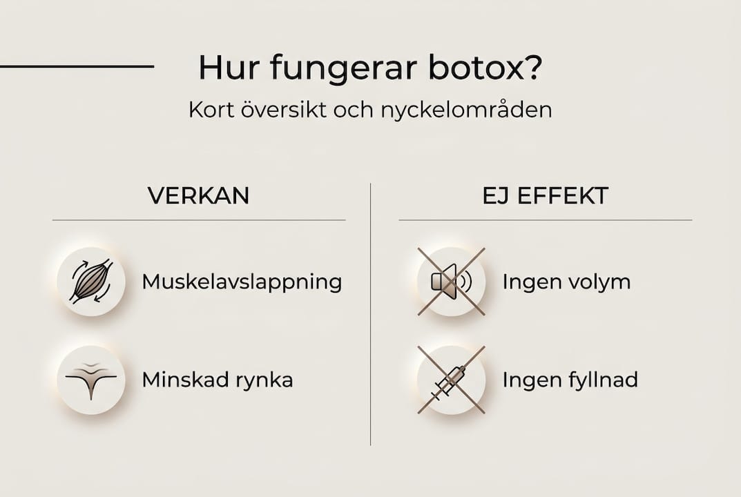 Illustration som förklarar hur botox fungerar och vilka effekter det har