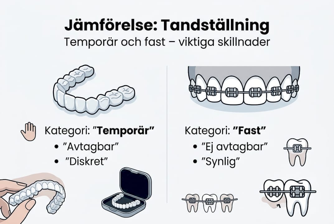 Infografik: Så skiljer sig avtagbar och fast tandställning åt
