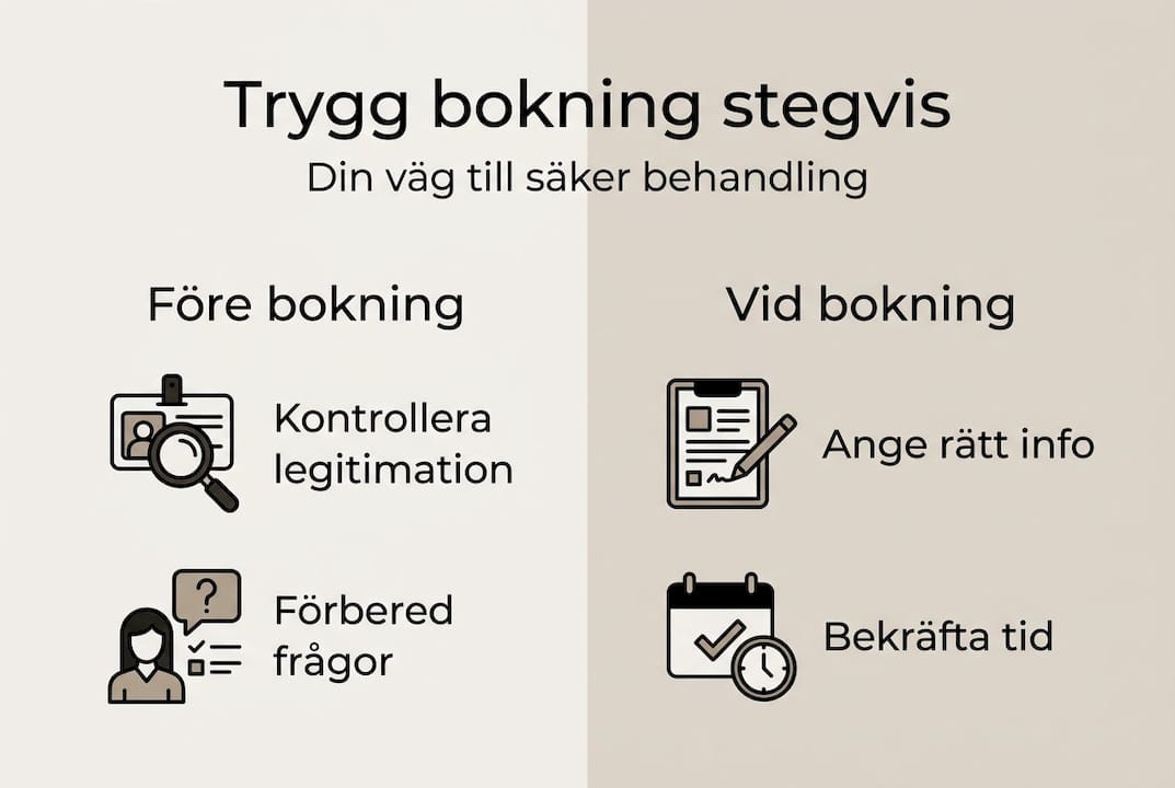 Grafik som visar hur du bokar en estetisk behandling – steg för steg