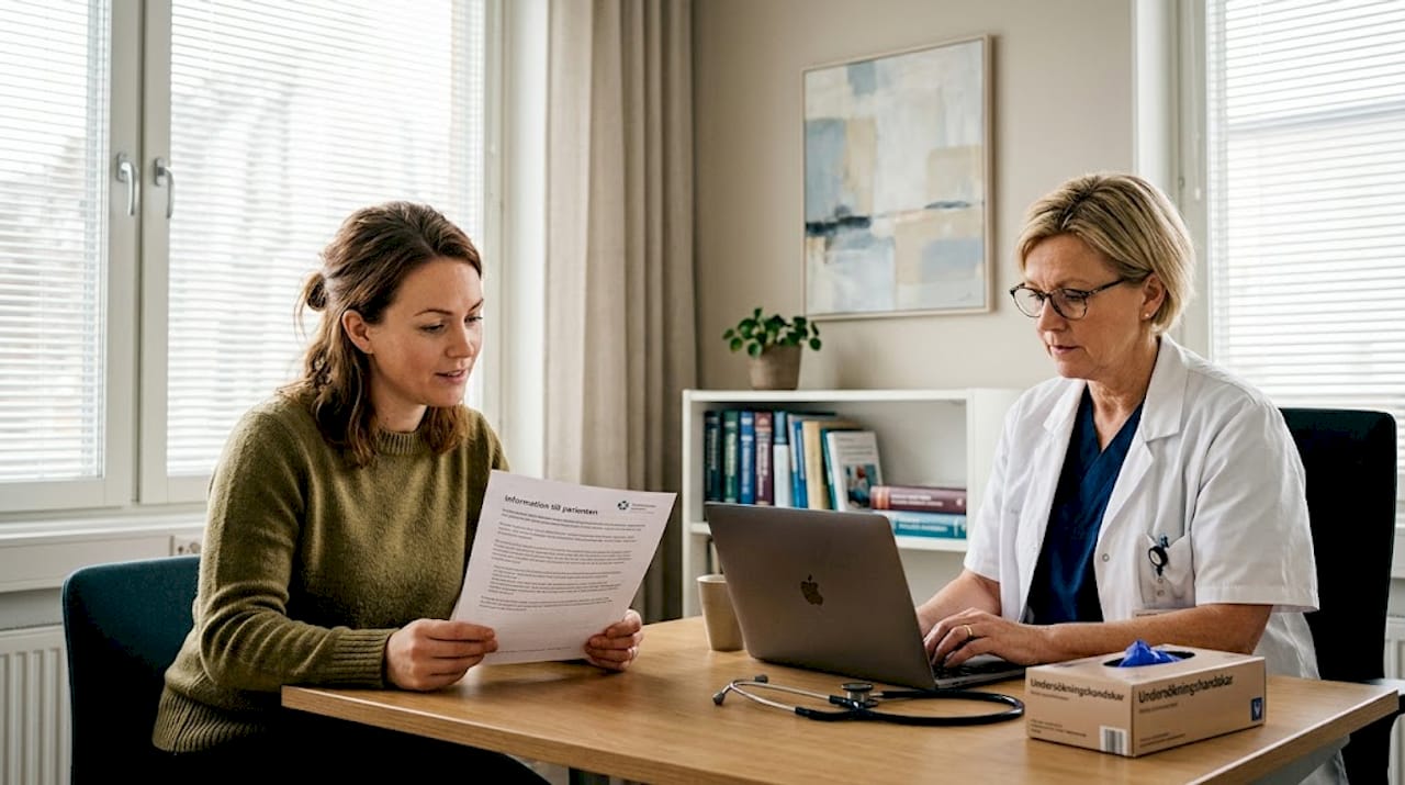 Patient och vårdgivare i samtal under mottagningsbesök