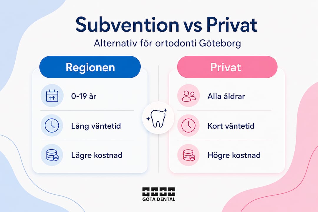 Grafisk översikt: så skiljer sig statligt stöd från privata alternativ inom tandreglering