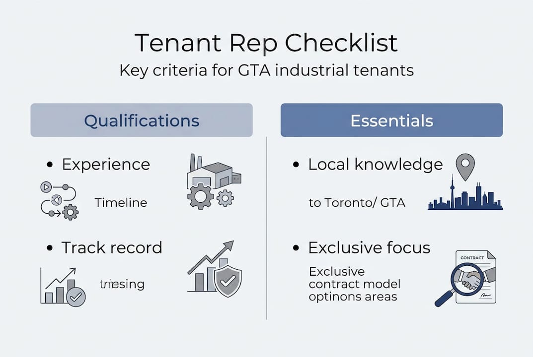 Infographic showing GTA tenant rep selection checklist