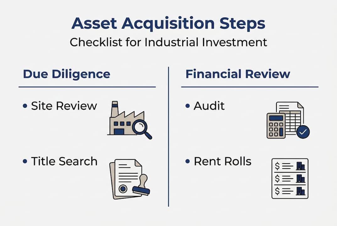 Infographic outlining key industrial acquisition steps