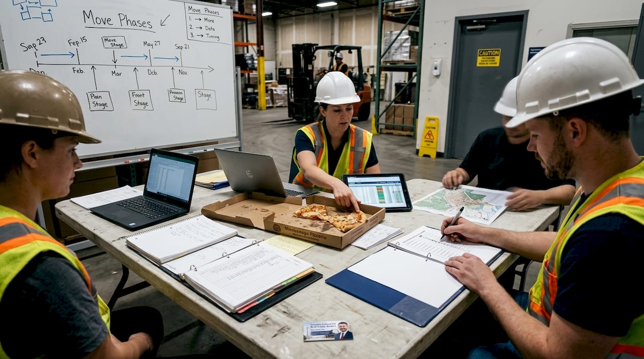 Team coordinating phased GTA industrial move