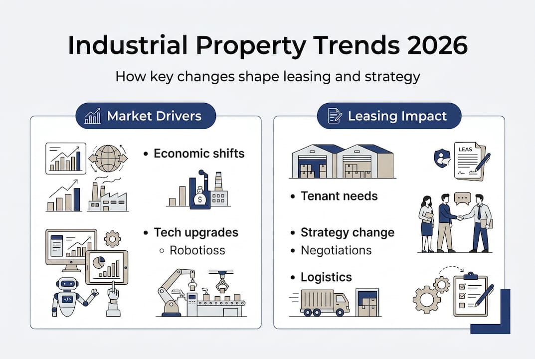 Infographic showing 2026 industrial property trend impacts