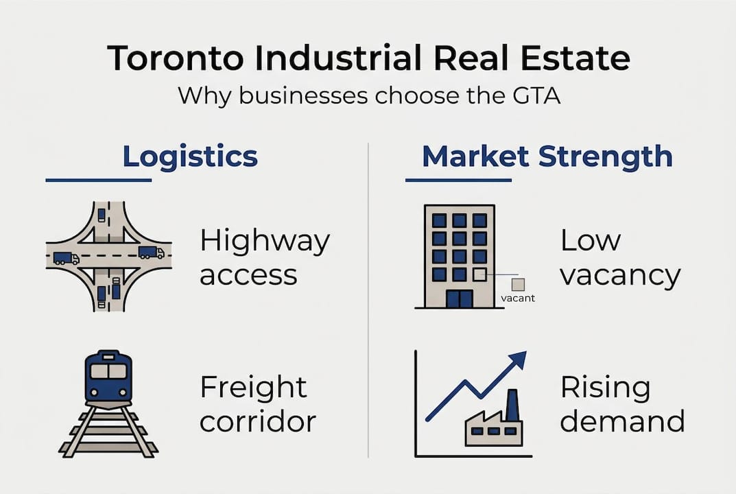 Infographic benefits of Toronto industrial real estate