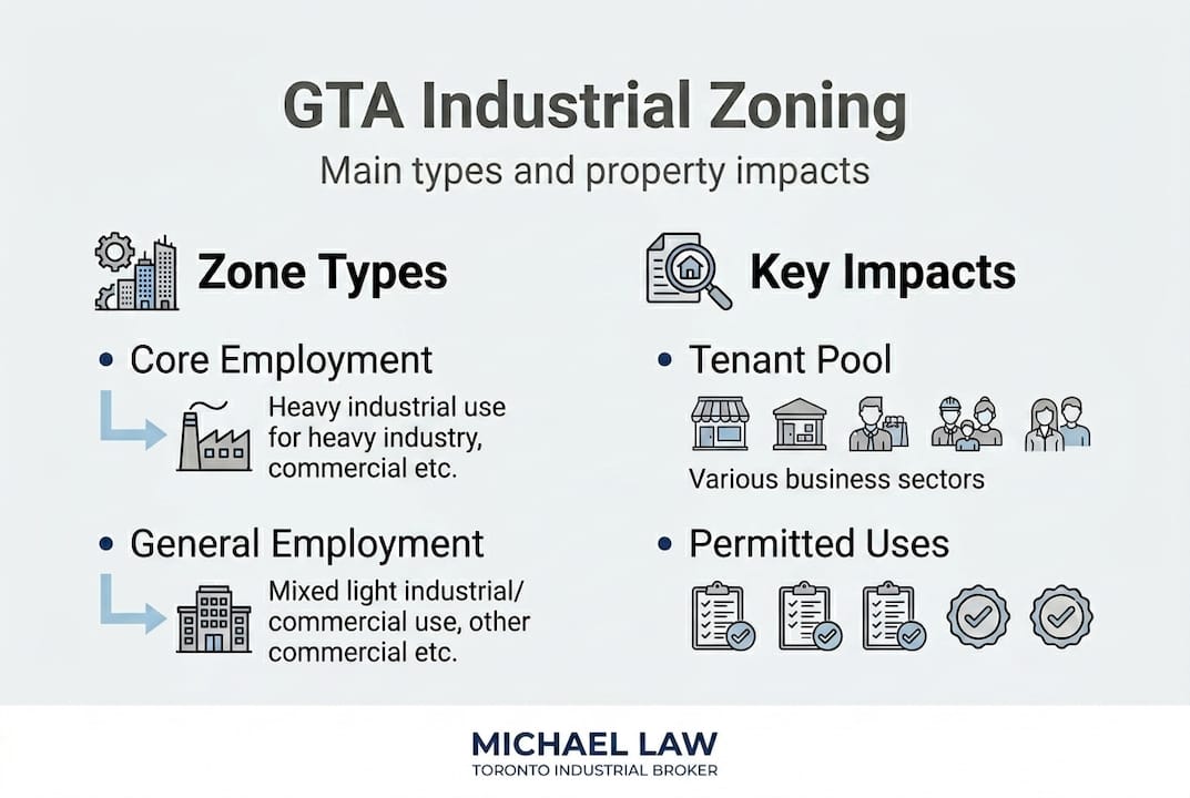 Infographic showing GTA industrial zoning types