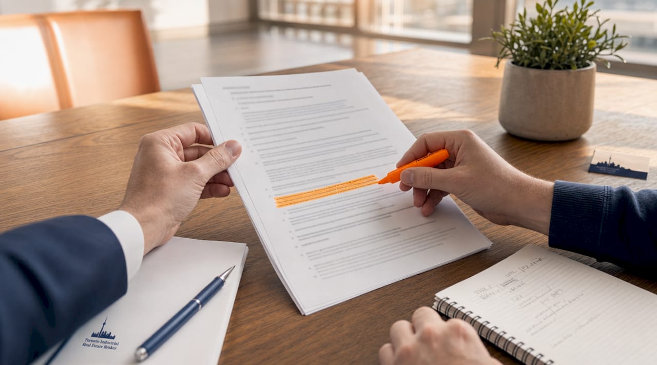 Hands highlighting CAM charges in lease documents