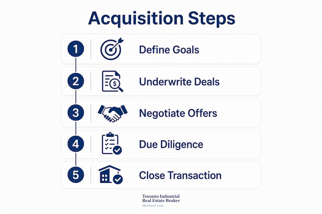 Infographic illustrating acquisition process steps